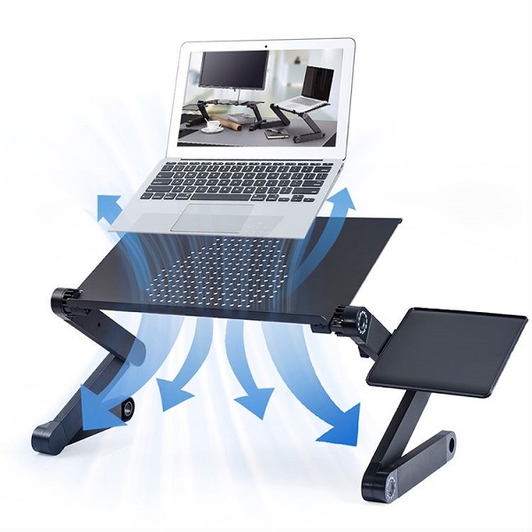 Aluminum Alloy Foldable Adjustable Notebook Laptop Stand with Mouse Holder